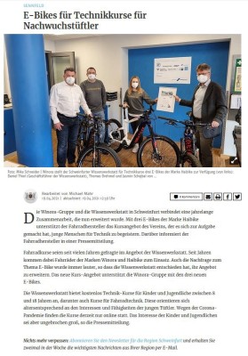 Winora Group sponsert 3 E-Bikes